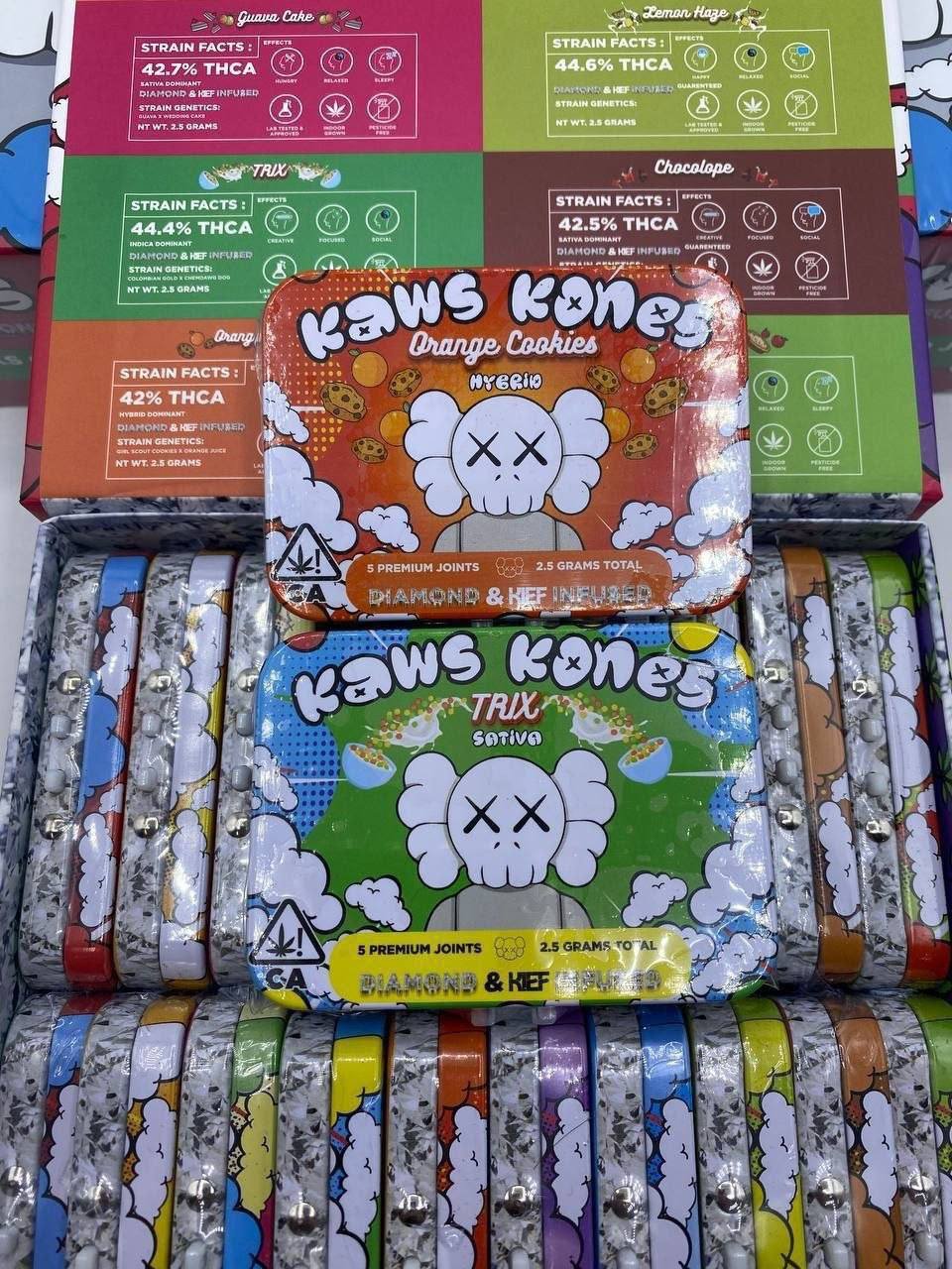 IMG 02EFA2B44947 1 1 KAWS KONES PREROLLS – INFUSED W/DIAMONDS + KIEF – 5 PER PACK - Image 2