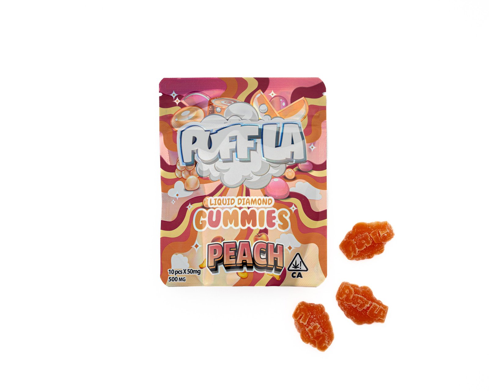 PUFFLA LIQUID DIAMOND GUMMIES 500MG PEACH 3 1 Puff La Gummies 500MG W/ LIQUID DIAMONDS - Image 2