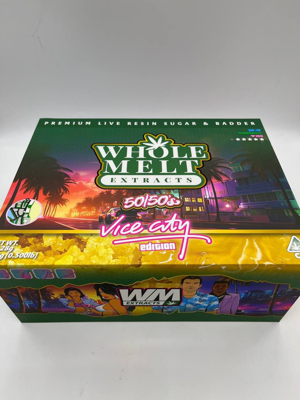 photo 2024 06 01 16.23.45 1 Whole Melts Extracts Vice City Edition – 50/50S Live Resin Sugar Badder 3.5G - Image 5